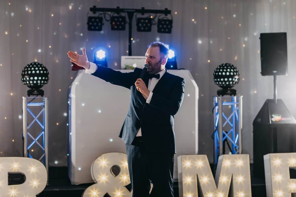 DJ introducing first dance at Lochside Hotel Ayrshire