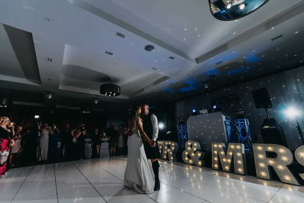 Bride and groom first dance at Lochside Hotel Ayrshire