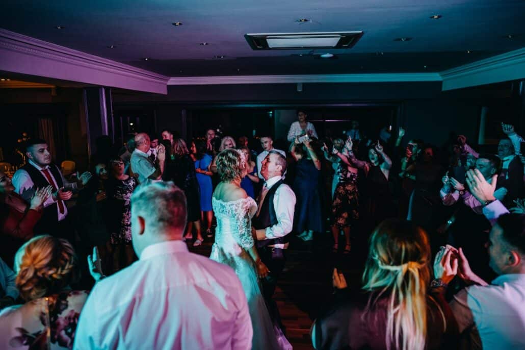 Bride and groom dancing their first dance at Lodge on Loch Lomond