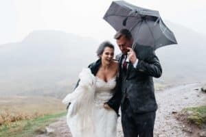 rainy wedding in Scotland