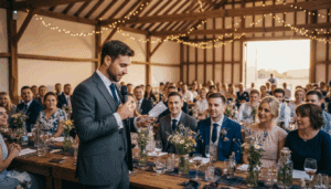 Scottish wedding MC speaking at reception