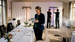 Wedding manager overseeing special effects setup