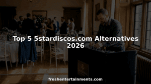 Wedding DJ setting up gear in Scottish manor