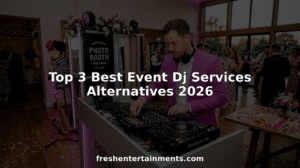 DJ prepares event booth at wedding venue