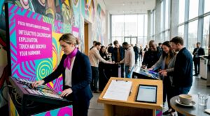 Guests interacting with immersive event entertainment