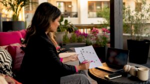 Event planner reviewing music workflow checklist