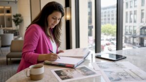 Wedding planner reviewing music performance options
