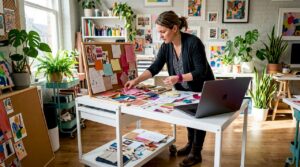 Bespoke event planner organizing mood boards